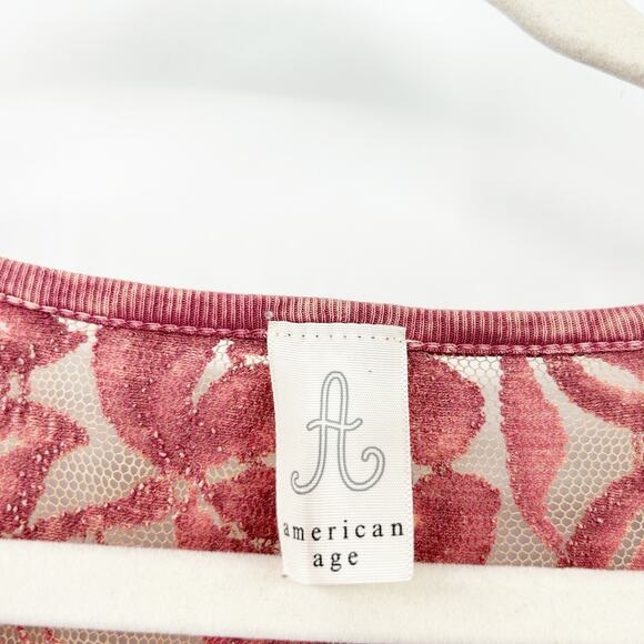 American Age Womens Y2K Studded Ribbed Lace Back Long Sleeve‎ Henley Top Size M - Picture 2 of 7